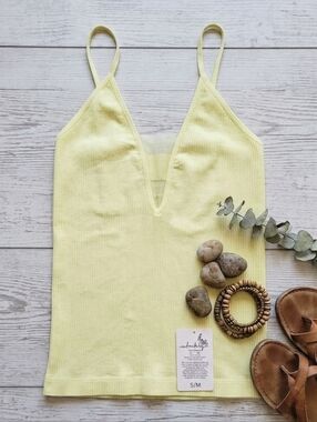 Intimately Free People Deep V Ribbed Camisole Tank Top-Medium/Large